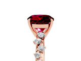 Rose gold Round Cut Garnet Cluster Side Stone Solitaire Ring with Prong Setting_29