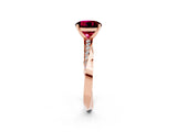 Rose gold Round Cut Garnet Engagement Ring with Side Stone Accents and Four-Prong Setting_29