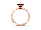 Rose gold Round Cut Garnet Engagement Ring with Side Stone Accents and Four-Prong Setting_30