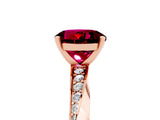 Rose gold Round Cut Garnet Engagement Ring with Side Stone Accents and Four-Prong Setting_32