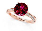 Rose gold Round Cut Garnet Engagement Ring with Side Stone Accents and Four-Prong Setting_61