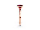 Rose gold Round Cut Garnet Engagement Ring with Side Stone Accents and Four-Prong Setting_62