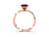 Rose gold Round Cut Garnet Engagement Ring with Side Stone Accents and Four-Prong Setting_63