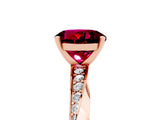 Rose gold Round Cut Garnet Engagement Ring with Side Stone Accents and Four-Prong Setting_65