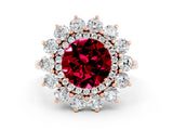 Rose gold Round Cut Garnet Floral Double Halo Engagement Ring with Prong Setting_60