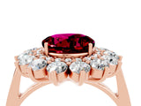 Rose gold Round Cut Garnet Floral Double Halo Engagement Ring with Prong Setting_64