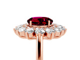 Rose gold Round Cut Garnet Floral Double Halo Engagement Ring with Prong Setting_65