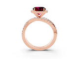 Rose gold Round Cut Garnet Halo Ring with Round Split Shank and Prong Setting_51