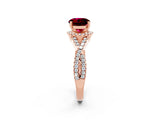 Rose gold Round Cut Garnet  Halo Twist Band Solitaire Prong Setting Ring_26