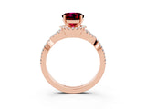 Rose gold Round Cut Garnet  Halo Twist Band Solitaire Prong Setting Ring_27