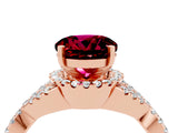 Rose gold Round Cut Garnet  Halo Twist Band Solitaire Prong Setting Ring_28