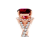 Rose gold Round Cut Garnet  Halo Twist Band Solitaire Prong Setting Ring_29