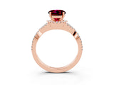 Rose gold Round Cut Garnet Halo Twist Band Solitaire Prong Setting Ring_3