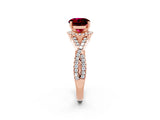 Rose gold Round Cut Garnet  Halo Twist Band Solitaire Prong Setting Ring_44