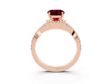 Rose gold Round Cut Garnet  Halo Twist Band Solitaire Prong Setting Ring_45