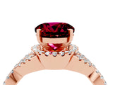 Rose gold Round Cut Garnet  Halo Twist Band Solitaire Prong Setting Ring_46