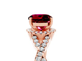 Rose gold Round Cut Garnet  Halo Twist Band Solitaire Prong Setting Ring_47