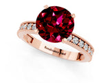 Rose gold Round Cut Garnet Milgrain Pavé Engagement Ring with Four-Prong Setting_1