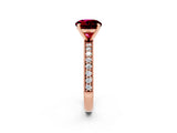 Rose gold Round Cut Garnet Milgrain Pavé Engagement Ring with Four-Prong Setting_2