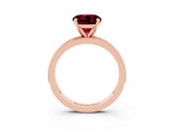 Rose gold Round Cut Garnet Milgrain Pavé Engagement Ring with Four-Prong Setting_3