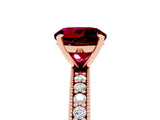Rose gold Round Cut Garnet Milgrain Pavé Engagement Ring with Four-Prong Setting_5