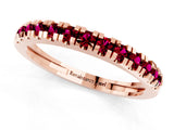 Rose gold Round Cut Garnet Pavé Set Thin Band_1
