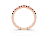 Rose gold Round Cut Garnet Pavé Set Thin Band_3