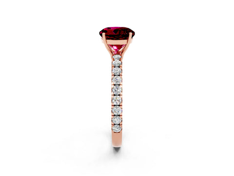 Rose gold Round Cut Garnet Pavé Solitaire Engagement Ring with Four-Prong Setting_14