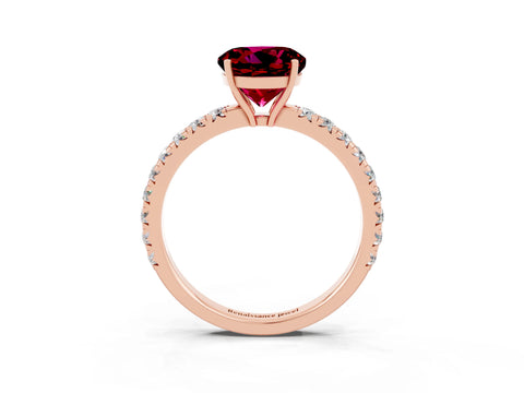Rose gold Round Cut Garnet Pavé Solitaire Engagement Ring with Four-Prong Setting_15