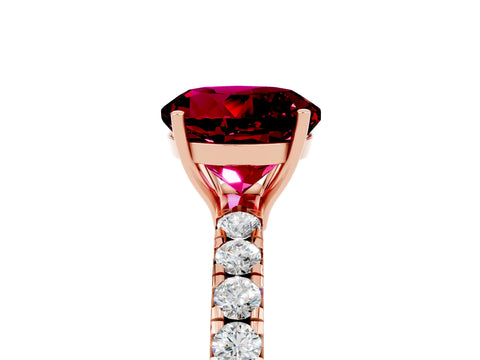 Rose gold Round Cut Garnet Pavé Solitaire Engagement Ring with Four-Prong Setting_17