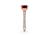 Rose gold Round Cut Garnet Pavé Solitaire Ring with Round Band and Prong Setting_26