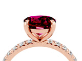 Rose gold Round Cut Garnet Pavé Solitaire Ring with Round Band and Prong Setting_28