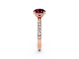 Rose gold Round Cut Garnet Pave Band Solitaire Ring with Four-Prong Setting_26