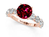 Rose gold Round Cut Garnet Prong Setting with Side Stones on a Pave Band_1