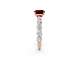 Rose gold Round Cut Garnet Prong Setting with Side Stones on a Pave Band_2