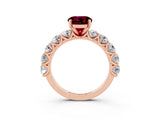 Rose gold Round Cut Garnet Prong Setting with Side Stones on a Pave Band_3