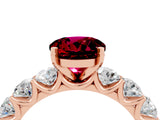 Rose gold Round Cut Garnet Prong Setting with Side Stones on a Pave Band_4