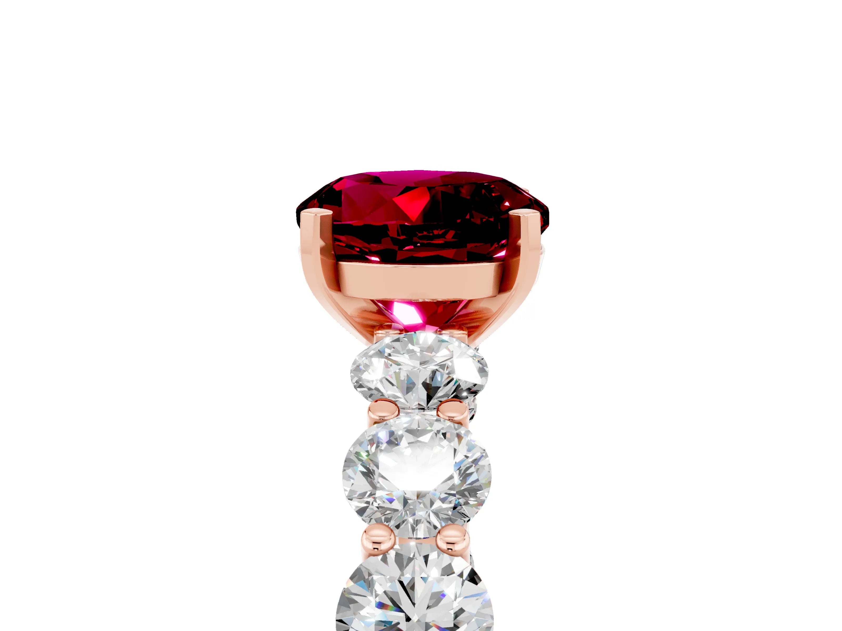 Rose gold Round Cut Garnet Prong Setting with Side Stones on a Pave Band_5