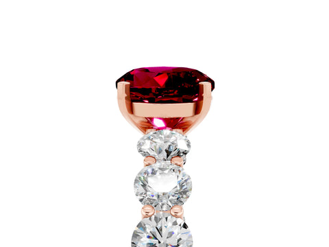 Rose gold Round Cut Garnet Prong Setting with Side Stones on a Pave Band_5