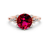 Rose gold Round Cut Garnet Ring with Side Stones and Four-Prong Setting_36