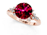 Rose gold Round Cut Garnet Ring with Side Stones and Four-Prong Setting_37