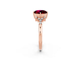 Rose gold Round Cut Garnet Ring with Side Stones and Four-Prong Setting_38