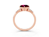 Rose gold Round Cut Garnet Ring with Side Stones and Four-Prong Setting_39