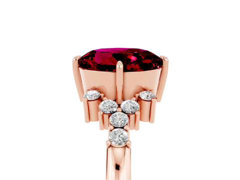Rose gold Round Cut Garnet Ring with Side Stones and Four-Prong Setting_41