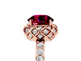 Rose gold Round Cut Garnet Scalloped Halo Engagement Ring with Round Shared Prong Band_29