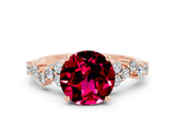 Rose gold Round Cut Garnet Scattered Round Accent Ring with Prong Setting_12