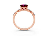 Rose gold Round Cut Garnet Scattered Round Accent Ring with Prong Setting_15