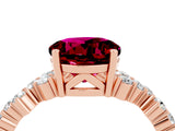 Rose gold Round Cut Garnet Scattered Round Accent Ring with Prong Setting_16