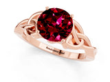 Rose gold Round Cut Garnet Solitaire Celtic Knot Ring with Four-Prong Setting_13