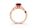 Rose gold Round Cut Garnet Solitaire Celtic Knot Ring with Four-Prong Setting_15